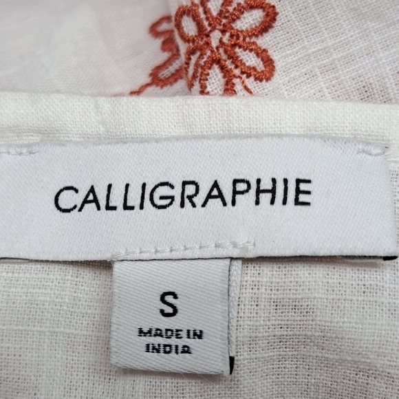 NWT Boho Calligraphie Cream Blouse With Front Tie Size S - Picture 8 of 13
